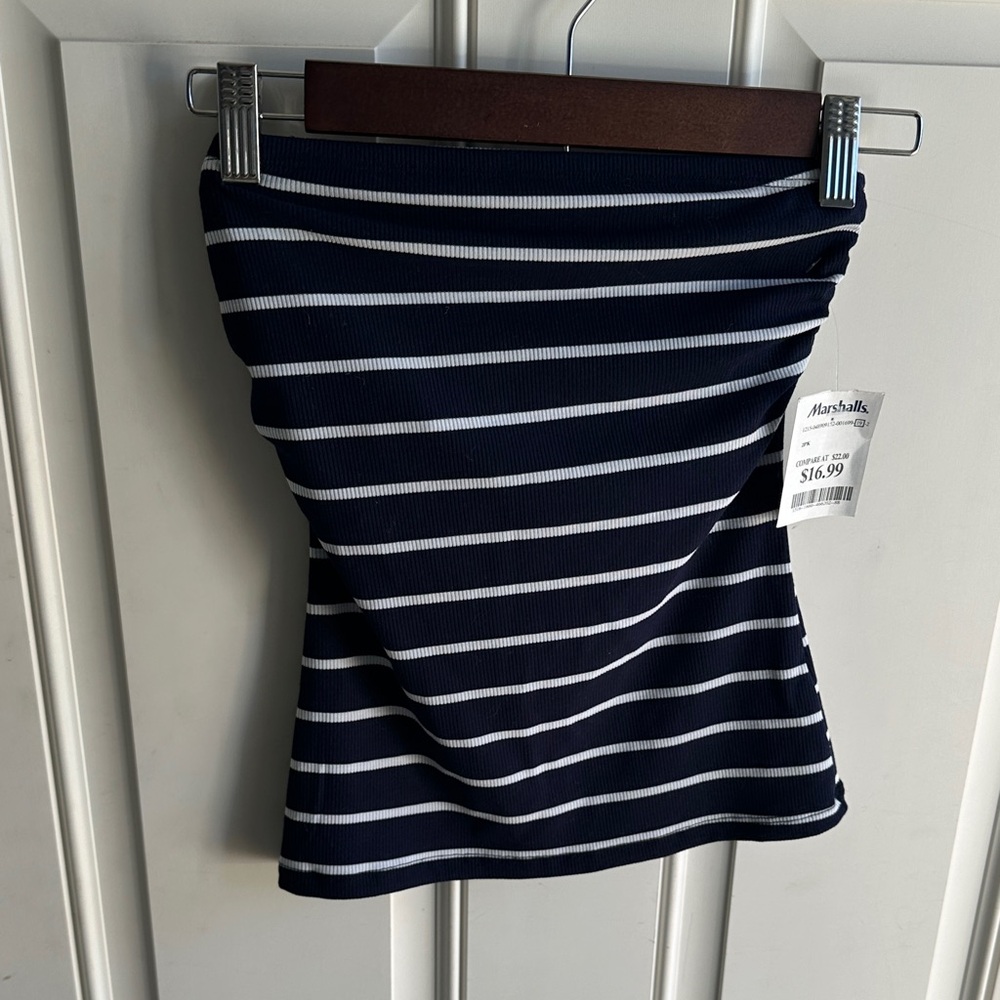 Marshalls Navy and White Striped Mini Skirt